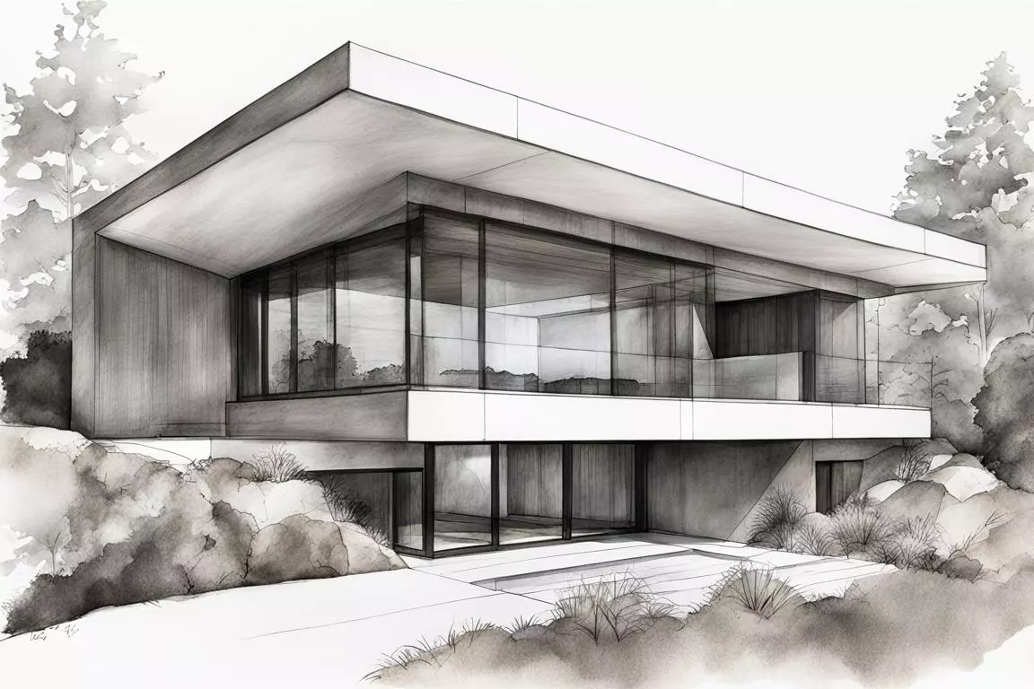 Sketch of a modern house