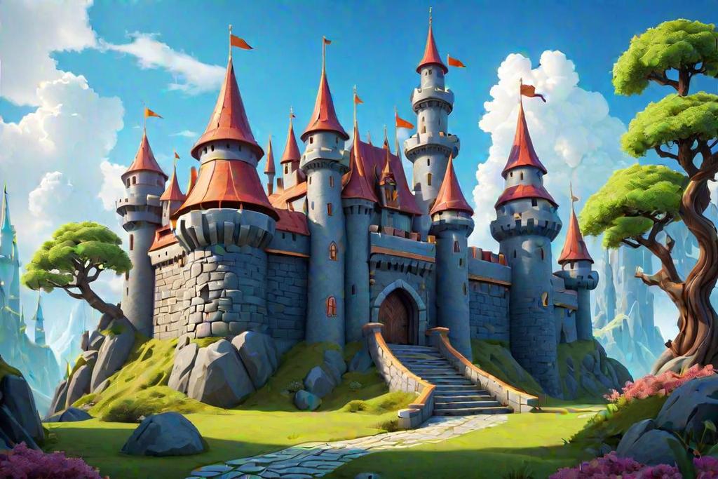 Stylized cartoon fantasy castle